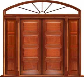 horizontal 4 panel: door in frame