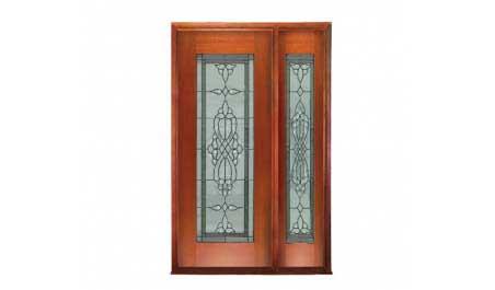 regent leadlight: single door + sidelight on right